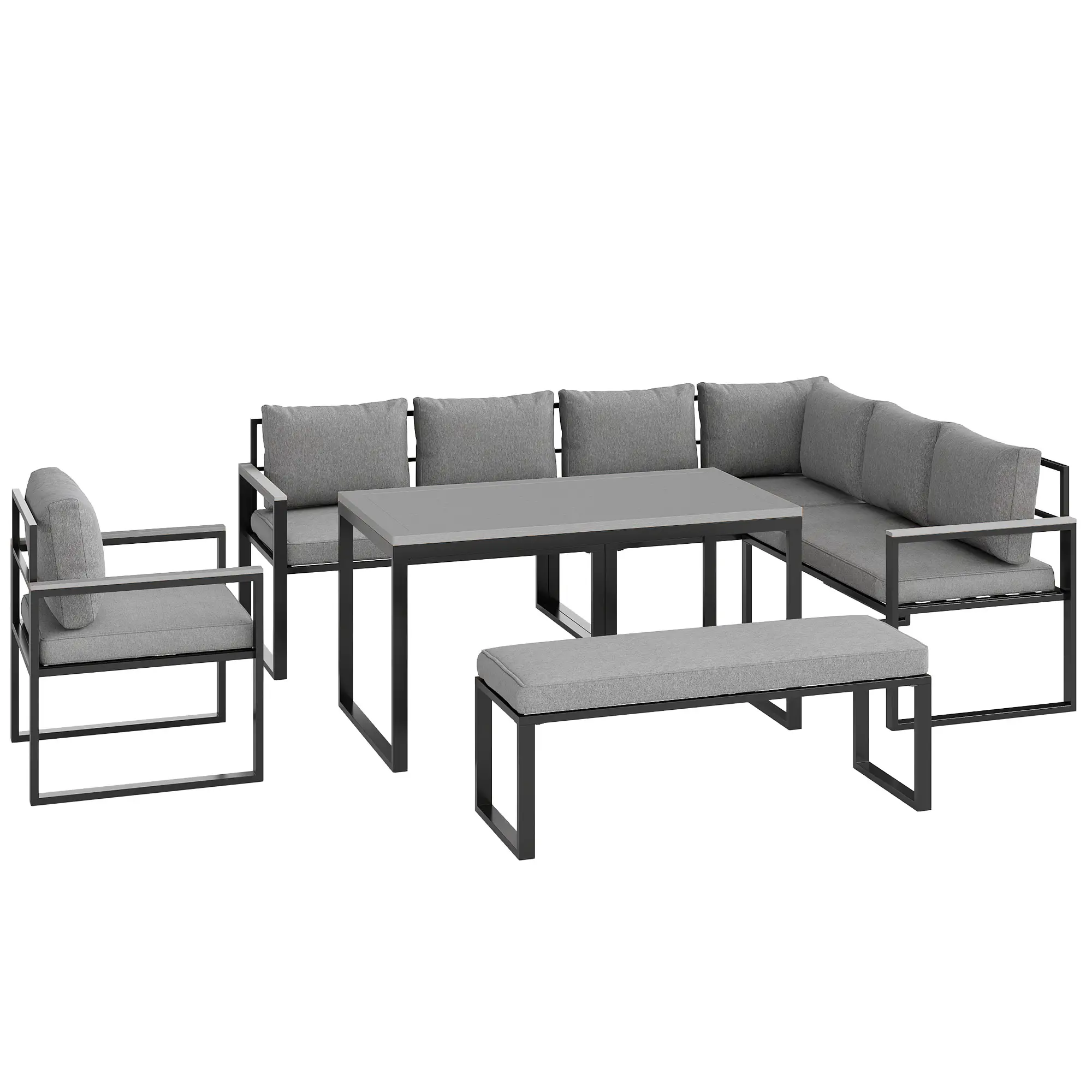 6 Piece L Shaped Garden Furniture Set
