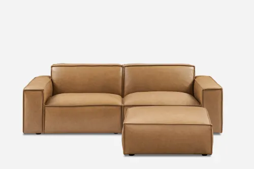 Jon Leather Sofa with Ottoman