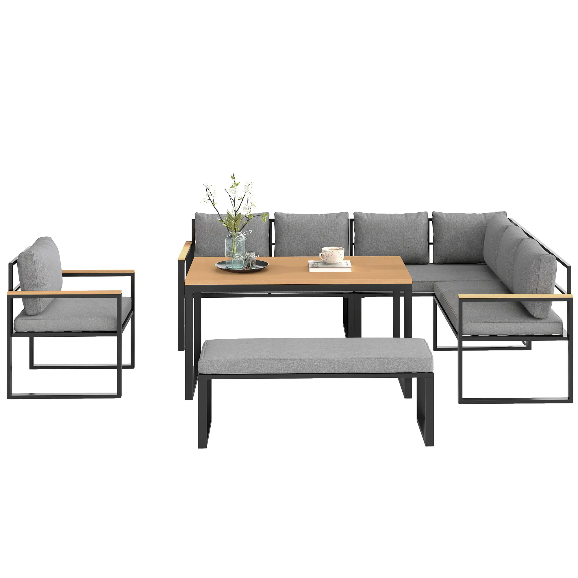 Six Piece L Shaped Garden Furniture Set