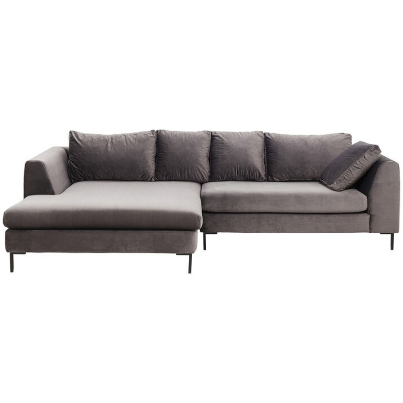L Shape Couch Velvet Grey