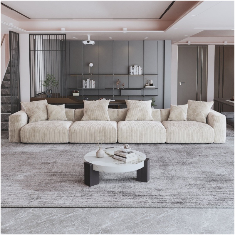 Corduroy 4 Seater Modular Sofa -Beige