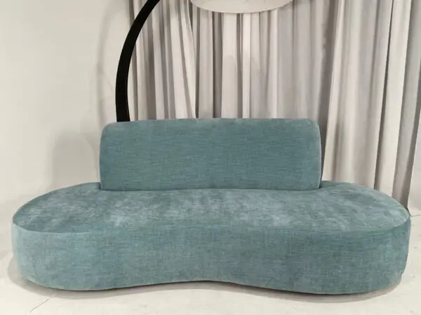 Vintage Sky Blue Curved Sofa 6 Vintage Sky Blue Curved Sofa - Image 4